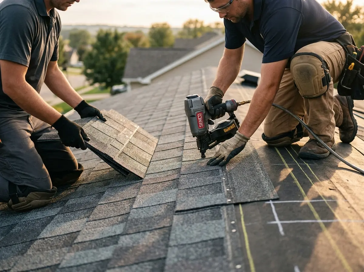 Professional roofer working on a residential roof in Citrus Springs